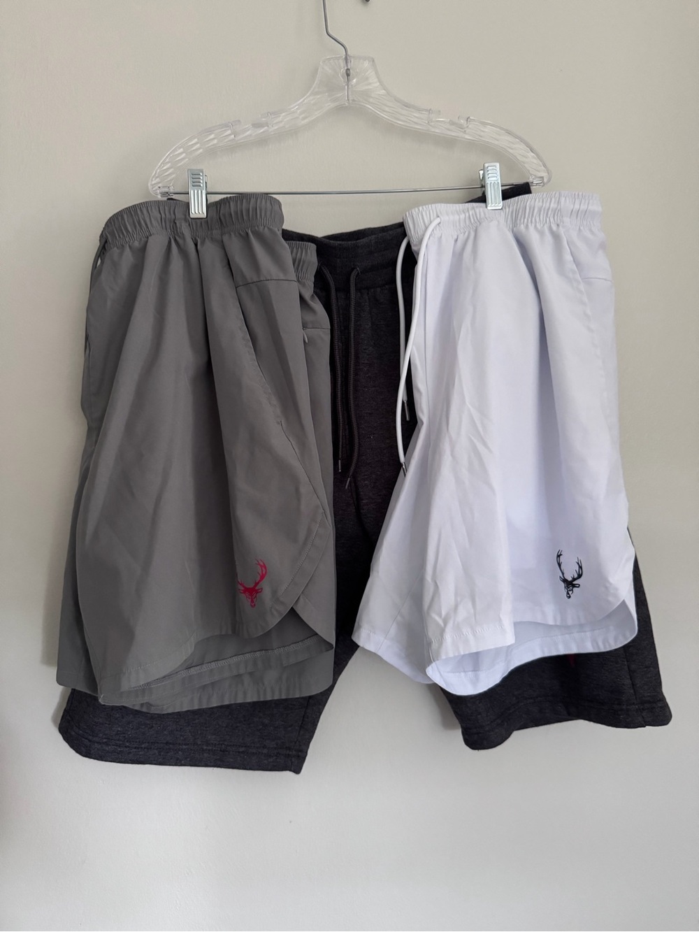 BUCKED UP Lot of 3 Lined Athletic Performance Shorts -Men's Size XL Gray & White